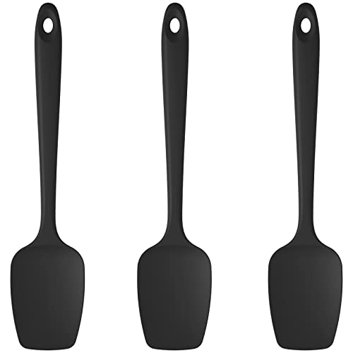 Silicone Spoon Spatula Set of 3 (Black)