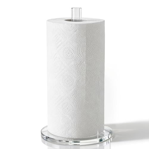 Paper Towel Holder Countertop Clear Acrylic 5.9" Diameter Thickening Sturdy Base (Clear)