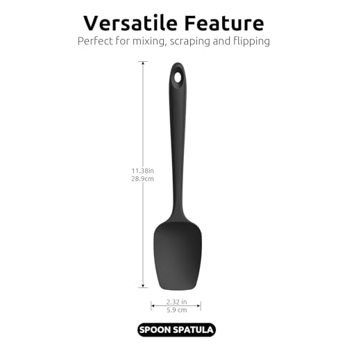 Silicone Spoon Spatula Set of 3 (Black)