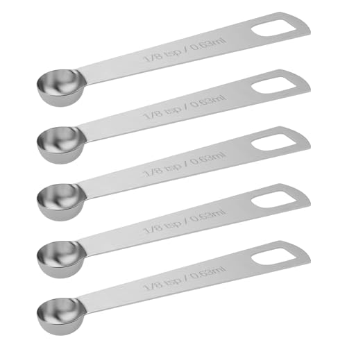 5PCS 1/8tsp(0.63ml) Measuring Spoon, Stainless Steel Teaspoon (1/8tsp)