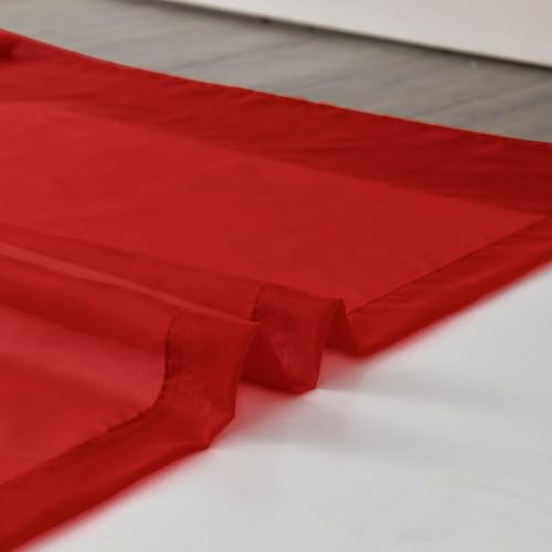 Sheer Voile Window Treatment Rod Pocket Curtain Panels for Kitchen Bedroom Living Room Drapes Sunlight Filtering Privacy Semi Home Decor Assorted Colors Sizes (Christmas Red / 52"W x 96"L (Pack of 2))