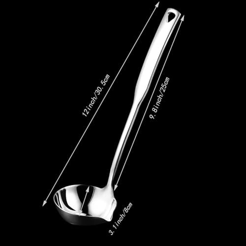 Soup Ladle 304 Stainless Steel Heavy Ladle with Pour Spout for Soups