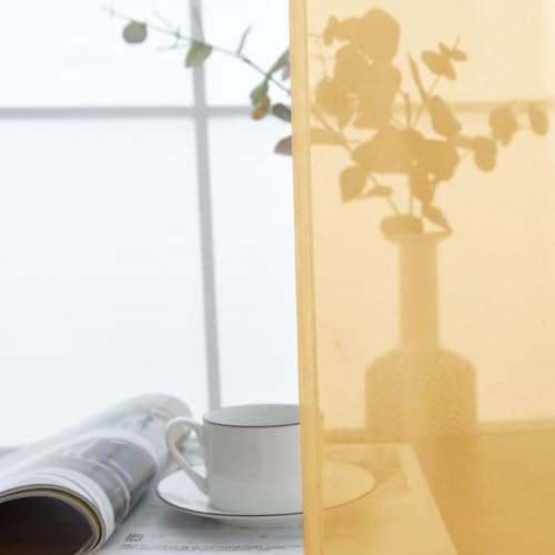 Basic Rod Pocket Sheer Voile Window Curtain Panels Gold 1 Pair 2 Panels 52 Width 45 Inch Long for Kitchen Bedroom Children Living Room Yard（Gold (Gold / 52"W x 45"L (Pack of 2))