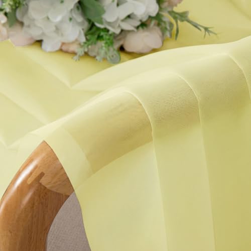 Light Yellow Sheer Curtains 96 Inches Long (Light Yellow / 42"W x 96"L (Pack of 2))