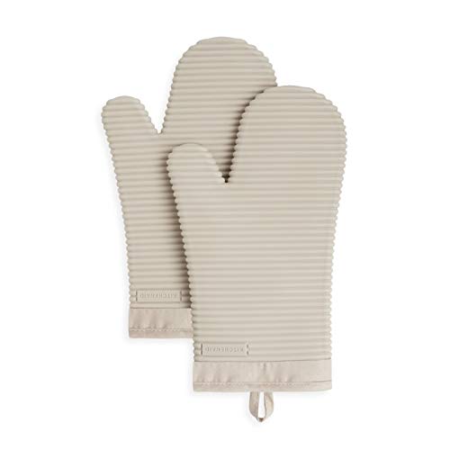 Ribbed Soft Silicone Oven Mitt 2 (7.5"x13" / Milkshake Tan)