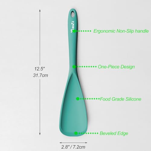 Silicone Cooking Spoon Spatula For Non (Teal_2-PCS)