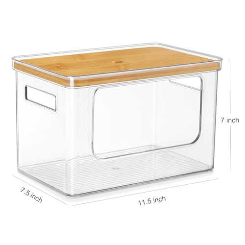 Stackable Storage with Bamboo Top for Laundry Room Organization