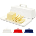 Butter Dish with Lid Ceramic Countertop Storage White
