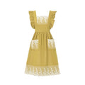 Aoomzoom Vintage Aprons for Woman with Pockets Cute Lace Ruffle Adjustable Apron for Cooking Kitchen Baking Gardening (Lemon Yellow)