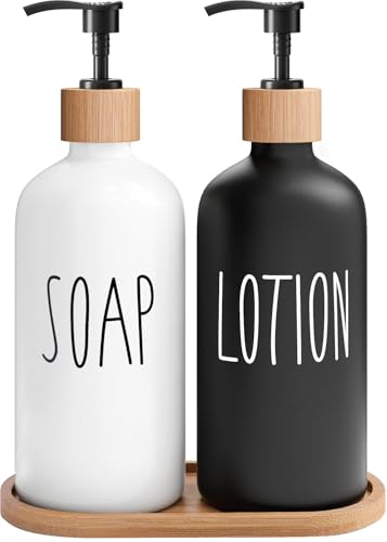Soap Dispenser Bathroom Set (Sl Black White & Tray)