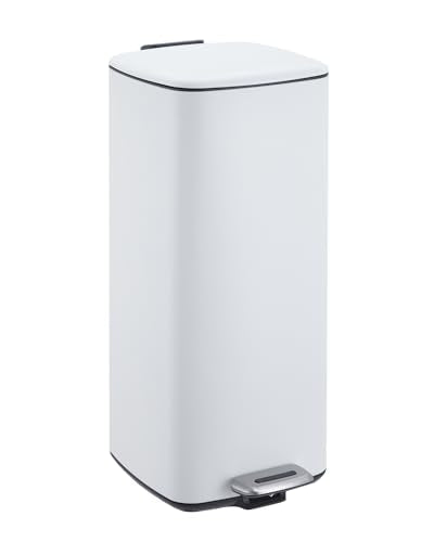 8 Gallon Stainless Steel Kitchen Trash Can (White)
