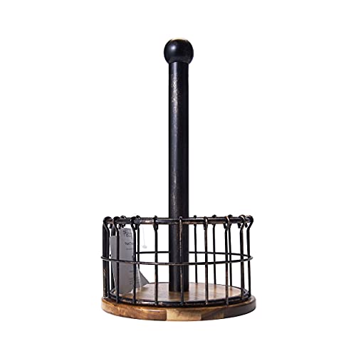 Anvil Wire And Acacia Wood Paper Towel Holder