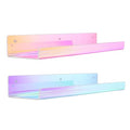 2 Pcs 15" Iridescent Acrylic Shelves for Wall Decor and Display (Iridescent)