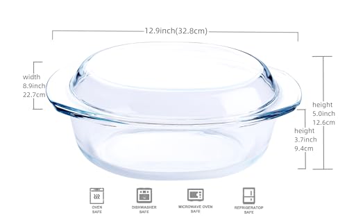 Oval Tempered Glass Casserole Dish (3.5 Liter OVAL)