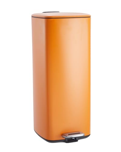 8 Gallon Step Square Trash Can with Soft (Orange)