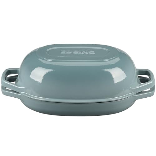 Enameled Cast Iron Oval Dutch Oven Pot with Lid (Seasalt / 7 Quart)
