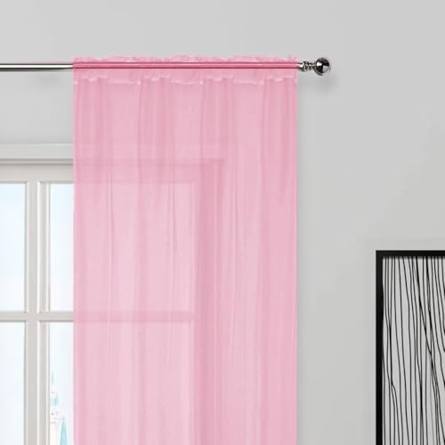 Sheer Voile Window Treatment Rod Pocket Curtain Panels for Kitchen Bedroom Living Room Drapes Sunlight Filtering Privacy Semi Home Decor Assorted (Light Pink / 52"W x 90"L (Pack of 2))