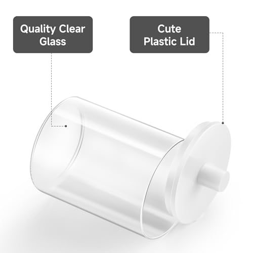 Glass Qtip Holder Dispenser for Bathroom (White / 2 Pack)