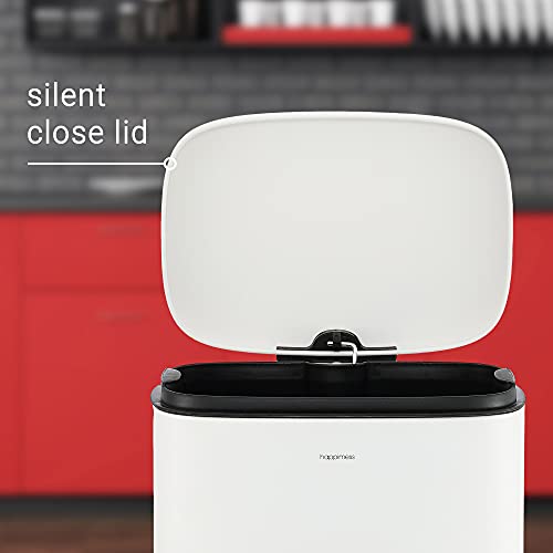 Curtis 8 Gal Step Trash Can Soft Close 25" (White)