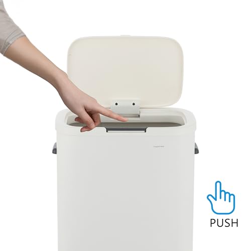 Tammi 14.5 Gal Slim Push Button Trash Can (Cotton White)