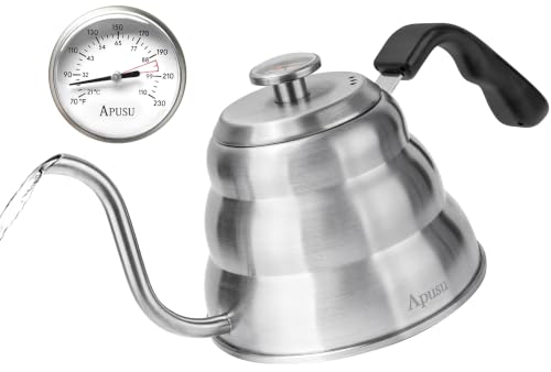 Tea Kettle For Stovetop (Silver (with Thermometer) / 0.9 Quarts)
