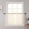 Kitchen Curtains 24 Inch Length Tier 2 Pieces (Cream / 42"W x 24"L (Pack of 2))