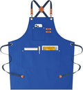 Chef Aprons for Women Men with Oversized Pockets (Royal Blue)