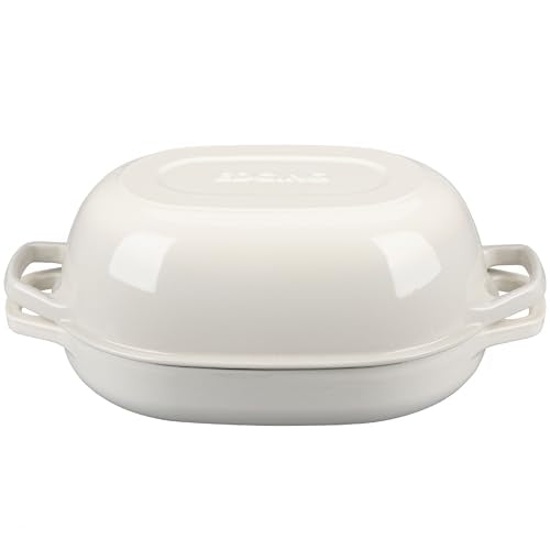Enameled Cast Iron Oval Dutch Oven Pot with Lid (White / 7 Quart)