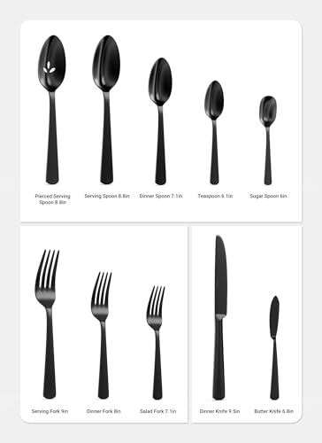 Black Silverware Set (Black / 45 Piece)