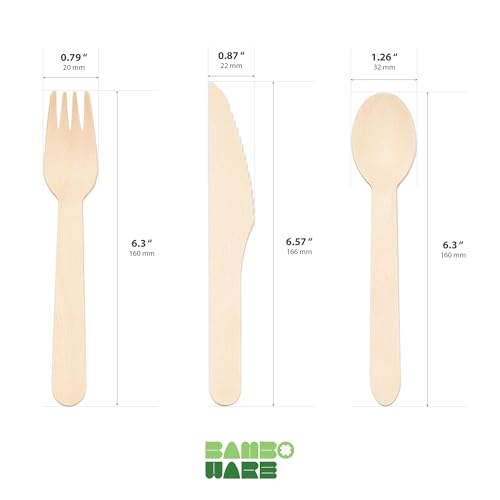 Wooden Cutlery Variety Pack 360pcs (150 forks, 120 spoons, and 90 knives)