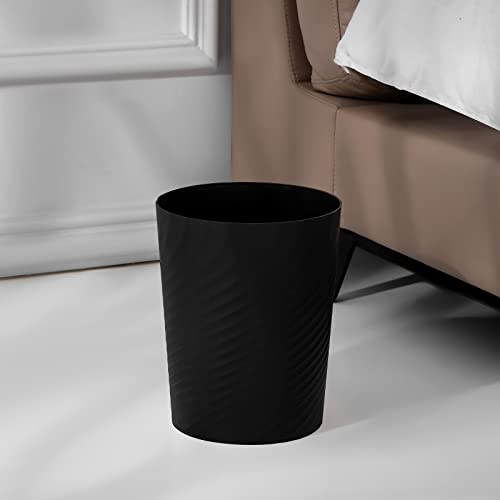 Plastic Small Bathroom Trash Can Wastebasket Garbage Can (Black / 1.8 Gallon/2 Pack)