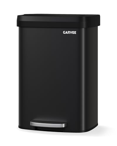 13 gal 50 L Metal Trash Can with Lid (Black / 13.2 Gallons)