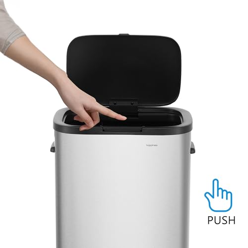Tammi 14.5 Gal Slim Push Button Trash Can (Platinum Silver)
