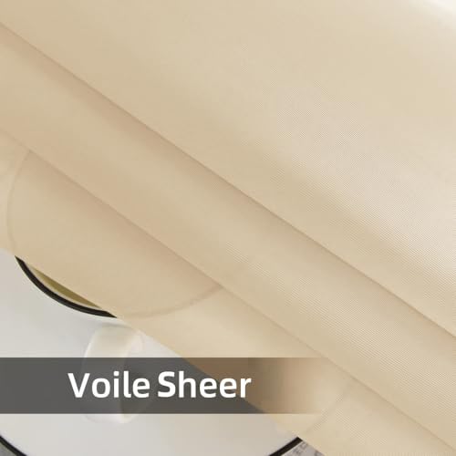 Solid Sheer Rod Pocket Curtain Voile Draperies 2 Panels White Beige Black Grey Coffee 52 Inch Width 72 Inch Long 1 Pair for Kitchen Bedroom Children Living Room Yard (Apricot / 52"W x 72"L (Pack of 2))