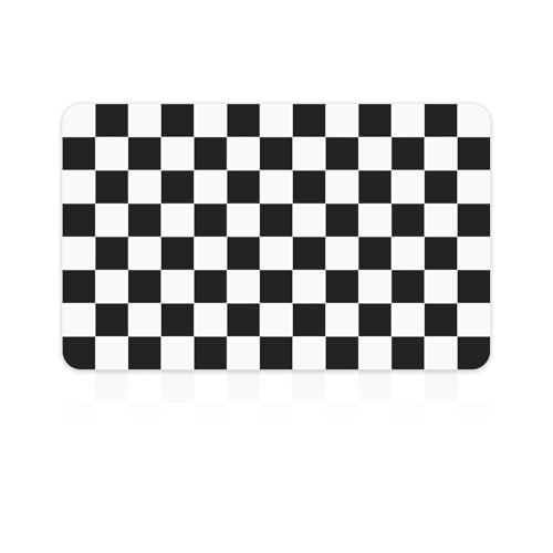 Checkered Dish Mat for Kitchen Coffee Station (Black / 16" x 24")
