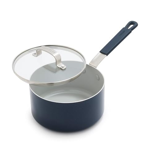 x Bobby Flay 2.5QT Ceramic Nonstick Saucepan with Lid (2.53QT Saucepan with Lid / Oxford Blue)