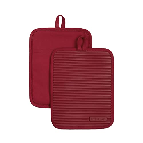 Ribbed Soft Silicone Pot Holder 2 (Passion Red / 7"x9")