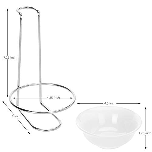 White Ceramic Ladle Holder Spoon Rest with Stainless Steel Stand (White / Single)