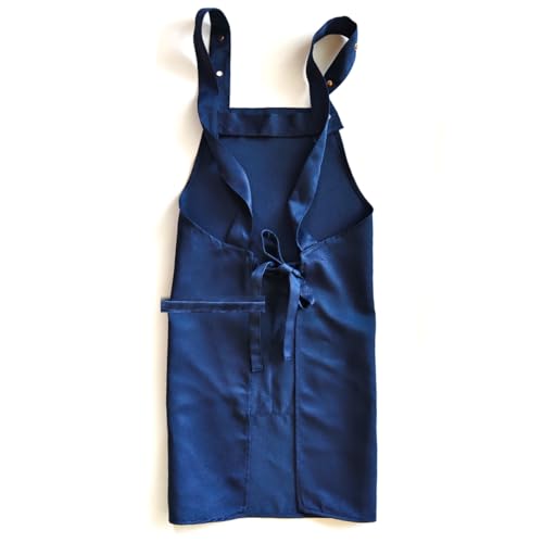 Chef Apron Bib Apron with 2 Large Pockets Adjustable Neck Strap Kitchen Apron Cooking Apron Stripes Baking Apron (Hyacinthine)