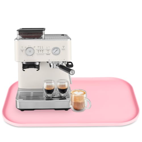 Silicone Coffee Maker Mat with Lip for Countertops (Pink / 24'' x 16'')