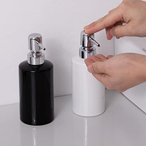 FE 10 Oz Ceramic Hand Soap Dispenser for Bathroom and Kitchen (White)