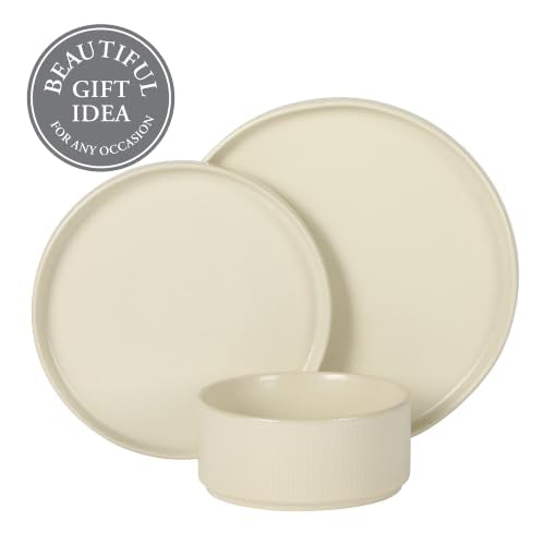 Avant Garde 12 Piece Stoneware Dinnerware Set for 4 (Linen White (Avant-Garde) / Service for 4 (12pcs))