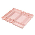 Set Of 12 Pink Color Plastic Desk Drawer Organizers For Makeup Bathroom Office Kitchen Vanity Drawer Storage Box Container (Pink)
