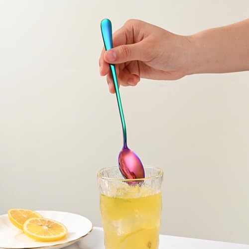 7.5 Inches Rainbow Stainless Steel Ice Tea Spoon (Rainbow / 7.5 Inch)