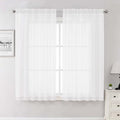 White Sheer Curtains 63 Inch Length 2 Pcs (White / 59"W x 63"L (Pack of 2))