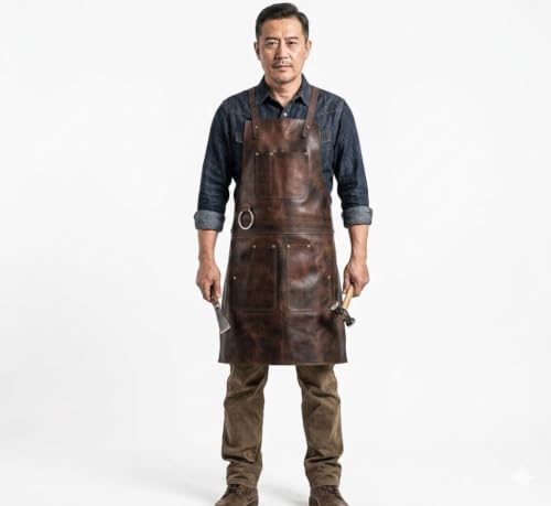 Full Grain Leather & Canvas Apron (Brown-004)
