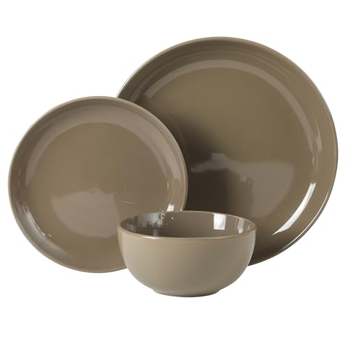 Rockaway 12 Piece Plates and Bowls Matte Outside (Service for 4 (12pcs) / Assorted Colors (Rockaway - Matte/Shiny))
