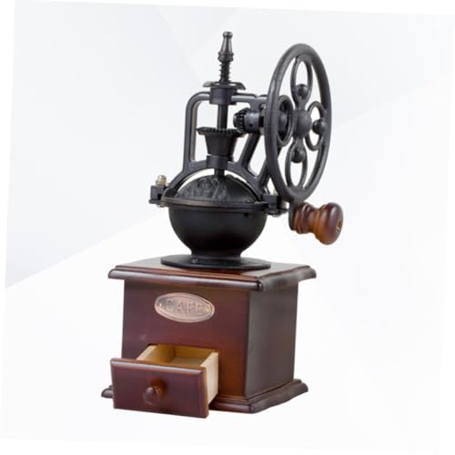 Manual Coffee Bean Grinder Vintage Hand Crank Wooden Burr Mill with