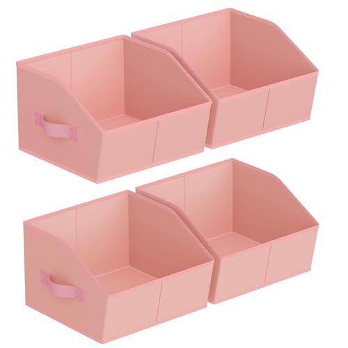 Storage Bins for Shelves (Pink / Medium -4 Pack)