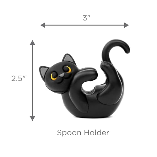 Itera Black Silicone Cat Spoon Rest Kitchen Gadget Utensil Holder (Black)